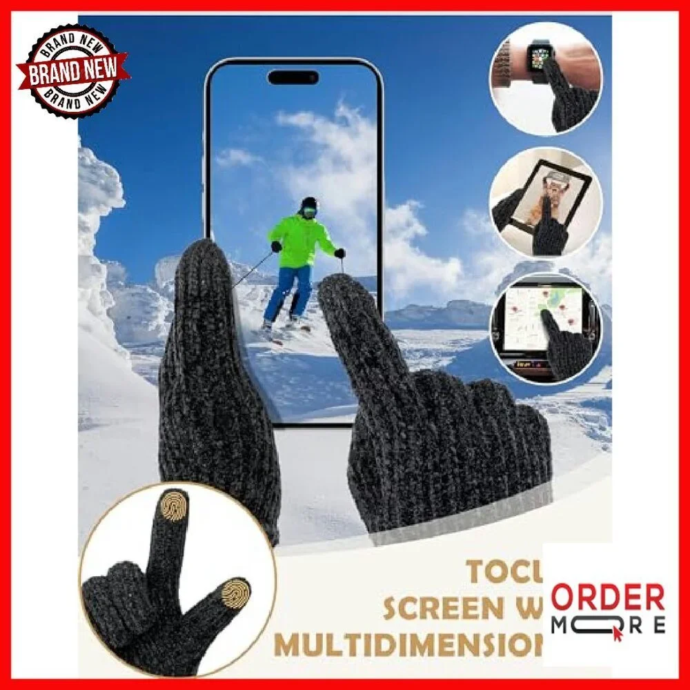 Women's Fleece Lined Touchscreen Winter Gloves - Chenille Warm